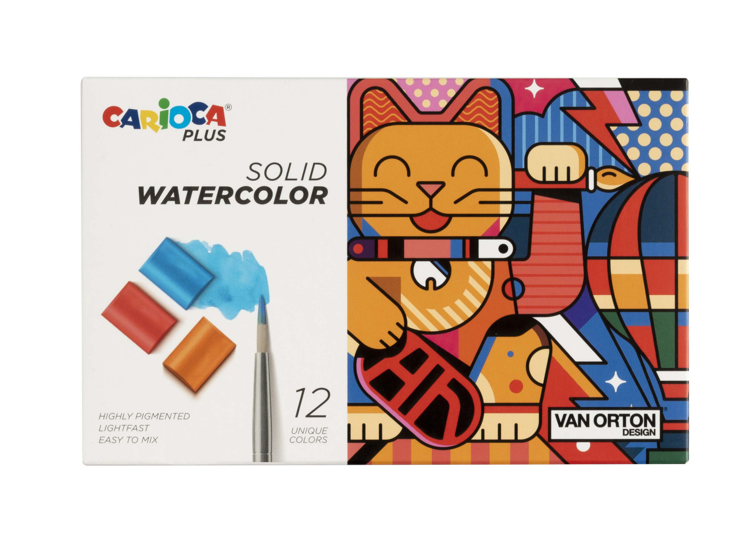 Aquarelle - ø 18 mm x 10 mm - couleurs assorties - Carioca Plus - paquet de 12 pièces 45210